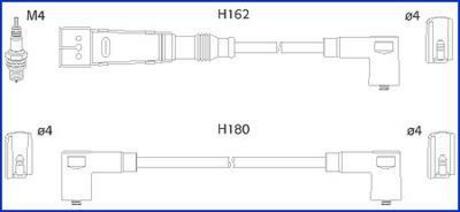 134707 HITACHI VW К-кт высоковольтных проводов Golf III,Polo,Vento,Seat 1.4/1.6