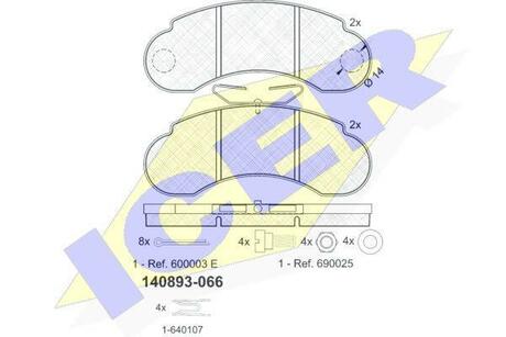 140893 ICER Комплект тормозных колодок, дисковый тормоз