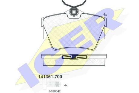 141351-700 ICER Комплект тормозных колодок, дисковый тормоз