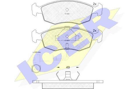 180475 ICER Комплект тормозных колодок, дисковый тормоз