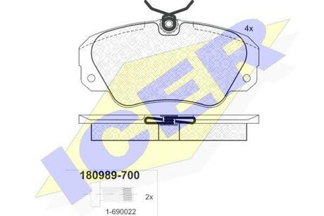 180989-700 ICER Комплект тормозных колодок, дисковый тормоз
