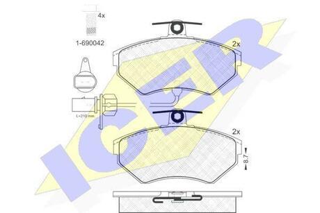 181157-203 ICER Комплект тормозных колодок, дисковый тормоз