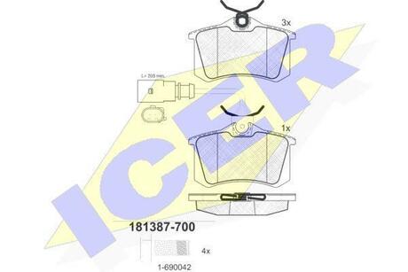 181387-700 ICER Комплект тормозных колодок, дисковый тормоз