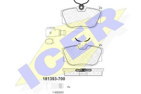 181393-700 ICER Комплект тормозных колодок, дисковый тормоз