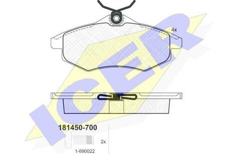 181450-700 ICER Комплект тормозных колодок, дисковый тормоз
