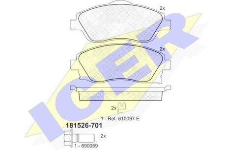 181526-701 ICER Комплект тормозных колодок, дисковый тормоз