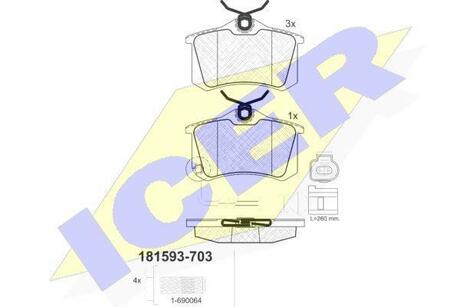 181593-703 ICER Комплект тормозных колодок, дисковый тормоз