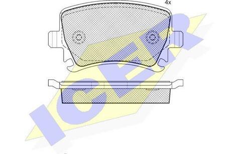 181600 ICER Тормозные колодки задние (17,0mm) VW-Passat 1.6FSI,1.9-2.0TDI 05- Caddy 04-