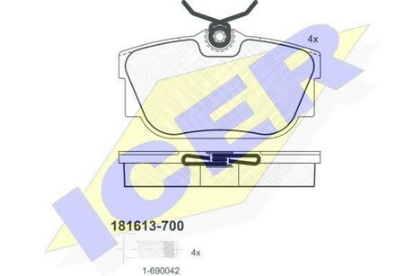 181613-700 ICER Комплект тормозных колодок, дисковый тормоз