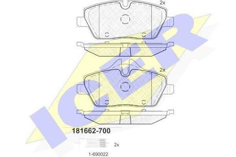 181662-700 ICER Комплект тормозных колодок, дисковый тормоз