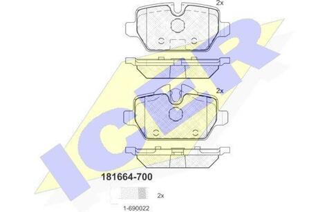 181664-700 ICER Комплект тормозных колодок, дисковый тормоз