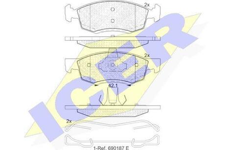 181924 ICER Комплект тормозных колодок, дисковый тормоз