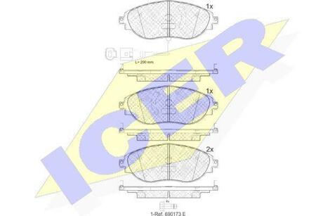 182018 ICER Комплект тормозных колодок, дисковый тормоз