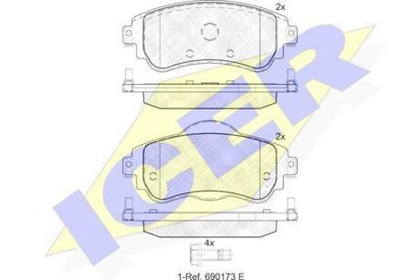 182027 ICER Комплект тормозных колодок, дисковый тормоз