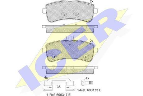 182145 ICER Комплект тормозных колодок, дисковый тормоз