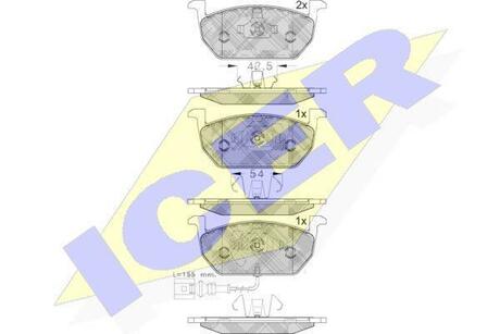 182189 ICER Комплект тормозных колодок, дисковый тормоз