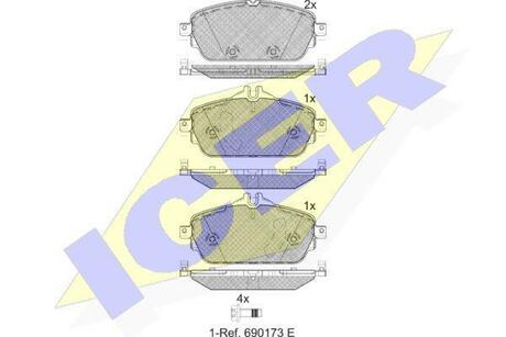 182212 ICER Комплект тормозных колодок, дисковый тормоз