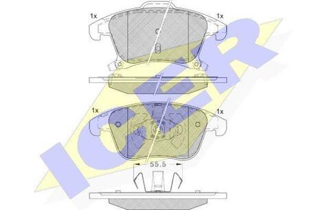 182231 ICER Комплект тормозных колодок, дисковый тормоз