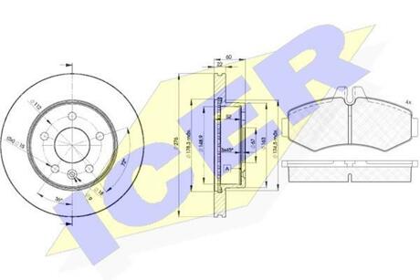 31288-6380 ICER Комплект тормозов, дисковый тормозной механизм