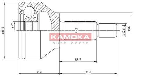 6040 KAMOKA Шарнирный комплект, приводной вал