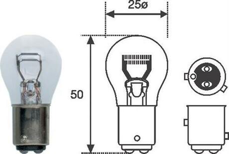 008529100000 MAGNETI MARELLI Лампа накаливания, фонарь сигнала торможения; Лампа накаливания, задняя противотуманная фара; Лампа накаливания