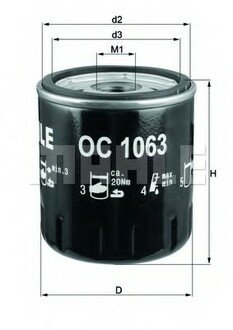 OC 1063 MAHLE / KNECHT Фільтр масляний