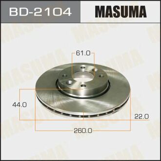 BD2104 MASUMA Диск гальмівний передній Nissan Micra (02-10), Note (06-16) (Кратно 2 шт) ()