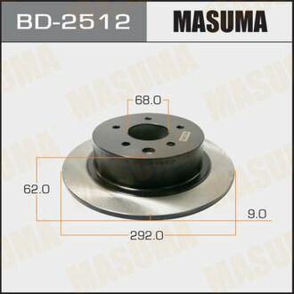 BD2512 MASUMA Диск гальмівний задний Nissan Juke (10-), Teana (06-16) (Кратно 2 шт) ()