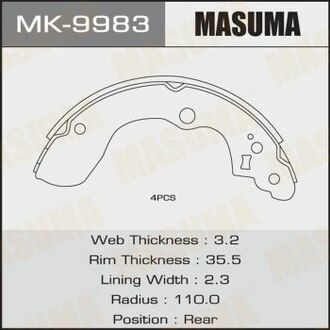 MK9983 MASUMA Колодка тормозная барабанная ()