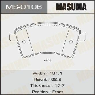 MS0106 MASUMA Колодки тормозные передн MERCEDES-BENZ 109 CDI (415.601, 415.603, 415.605), 108 CDI (415.601, 415.603), 112 (415.603), 111 CDI (12-18) ()
