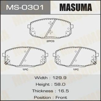 MS0301 MASUMA Колодка тормозная передняя Hyundai i30 (07-)/Kia Ceed (06-) ()