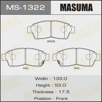MS1322 MASUMA Колодка тормозная передняя Toyota Camry (-00), RAV 4 (-00) ()