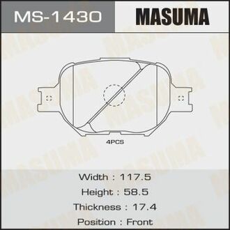 MS1430 MASUMA Колодка тормозная передняя Toyota Corolla (14-) ()