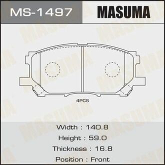 MS1497 MASUMA Колодка тормозная передняя Lexus RX 300, 330, 350 (04-08) ()