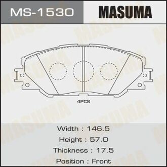 MS1530 MASUMA Колодка тормозная передняя Toyota Auris (10-), RAV 4 (05-16) ()