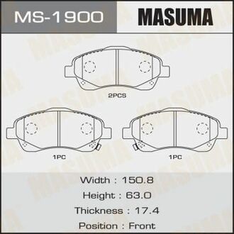 MS1900 MASUMA Колодка тормозная передняя Toyota Avensis (03-08) ()