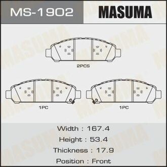 MS1902 MASUMA Колодка тормозная передняя Toyota Venza (09-16) ()