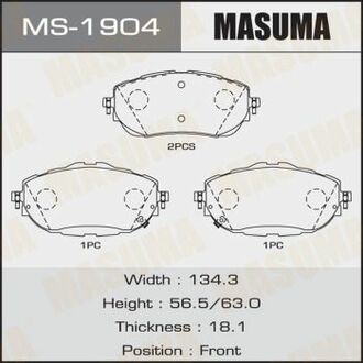 MS1904 MASUMA Колодка тормозная передняя Toyota Auris, Corolla (13-) ()
