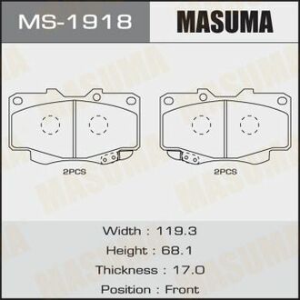 MS1918 MASUMA Колодка тормозная передняя Toyota Hilux (05-12) ()