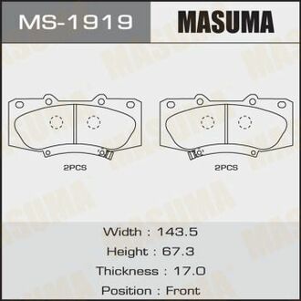 MS1919 MASUMA Колодка тормозная передняя Toyota Hilux (08-15) ()