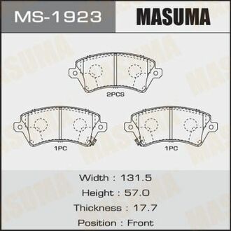 MS1923 MASUMA Колодки тормозные передн TOYOTA YARIS, TOYOTA COROLLA (06-14) ()