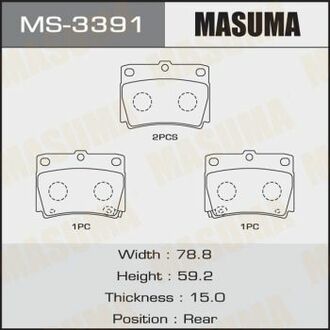 MS3391 MASUMA Колодка тормозная задняя Mitsubishi Pajero Sport (09-)