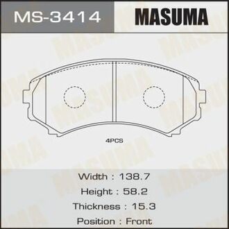 MS3414 MASUMA Колодка тормозная передняя Mitsubishi Pajero (00-) ()