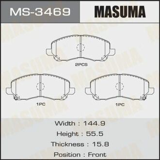 MS3469 MASUMA Колодка тормозная передняя Mitsubishi ASX (10-), Grandis (03-09), Lancer (07-15), Outlander (08-) ()