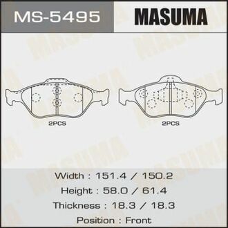 MS5495 MASUMA Колодки тормозные переднTOYOTA YARIS (10-16), MAZDA 2 (07-15), FORD FIESTA VI (09-14) ()