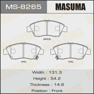 MS8265 MASUMA Колодки тормозные передн HONDA CIVIC IX (FB, FG) 1.8 (FB2) (12-17), HONDA CR-Z (