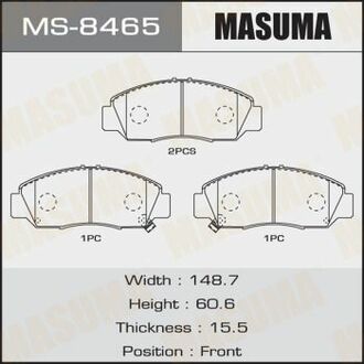 MS8465 MASUMA Колодка тормозная передняя Honda Accord (02-05), Civic (06-11), FR-V (05-09) ()