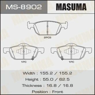 MS8902 MASUMA Колодка тормозная ()