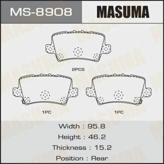 MS8908 MASUMA Колодка тормозная задняя Honda Civic (06-12) ()
