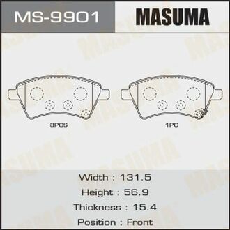 MS9901 MASUMA Колодки тормозные передн SUZUKI SX4 S-Cross 1.6 (13-18) ()